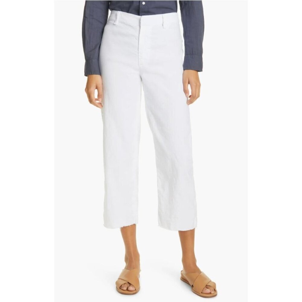 Frank & Eileen Kinsale Linen Blend White Italian Cropped Pants Size 10